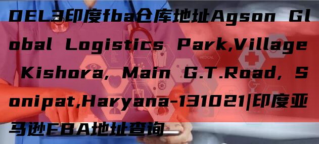 DEL3印度fba仓库地址Agson Global Logistics Park,Village Kishora, Main G.T.Road, Sonipat,Haryana-131021|印度亚马